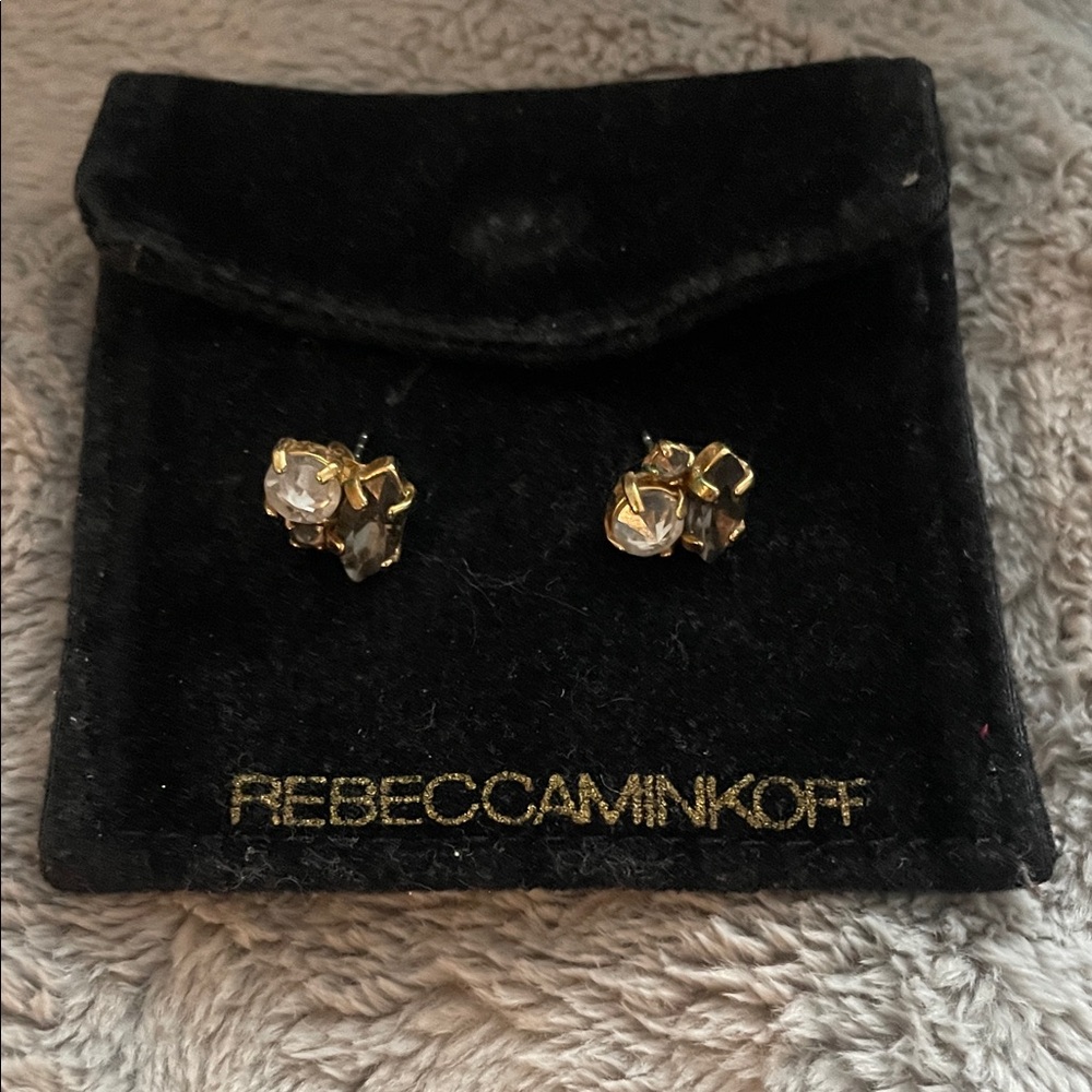 Rebecca Minkoff Elegant Gold and Silver Cluster Earrings - Picture 2 of 2